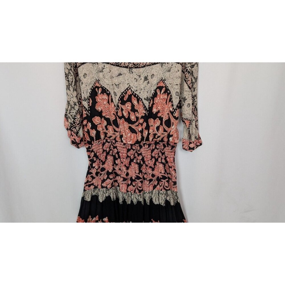 Vintage 90 Y2K Carol Little 12 Maxi Dress Patchwork Floral Tie Front Bohemian - Picture 10 of 14